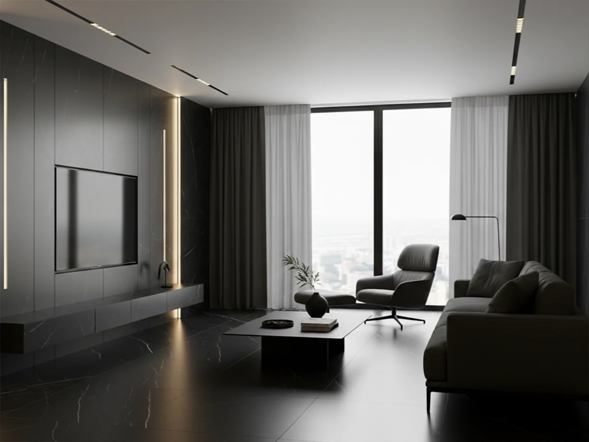 Monoserra Nero Marguina ceramic tiles